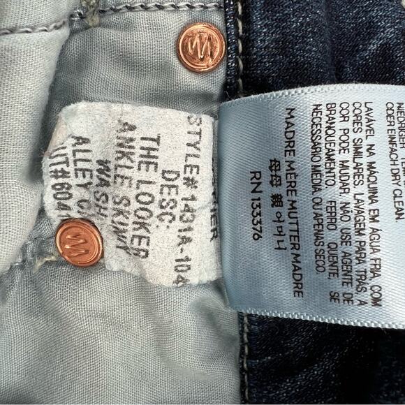 Mother The Looker Ankle Fray Alley Cat Dark Wash Distress Denim Skinny Jeans 29 - Picture 10 of 13